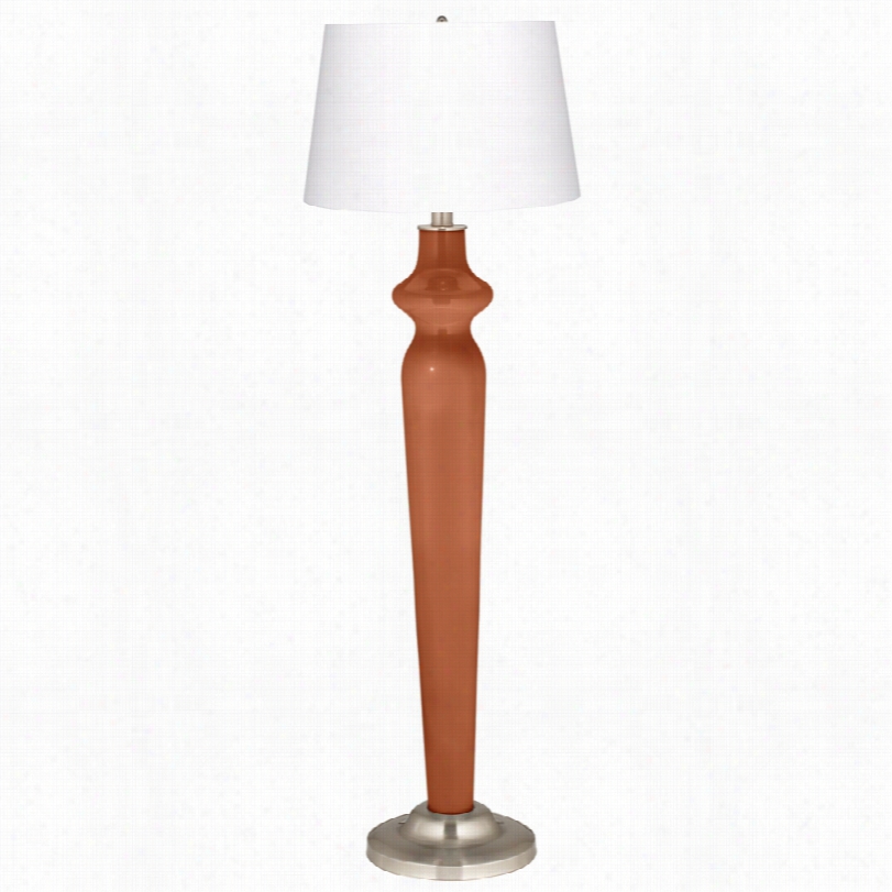 Contemporar Y Crouch Brown With Satin Steel Lido Color Plus Floor Lamp