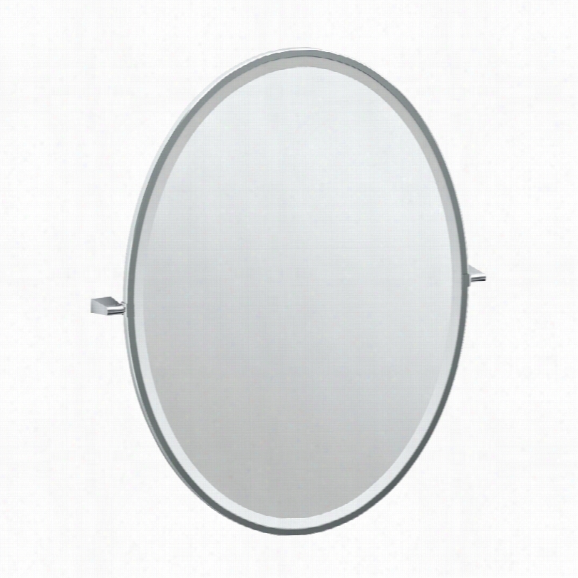 Contempora Ry Gatco Bleu Chrome Framed Large Oval Vanity Mirror--28x33