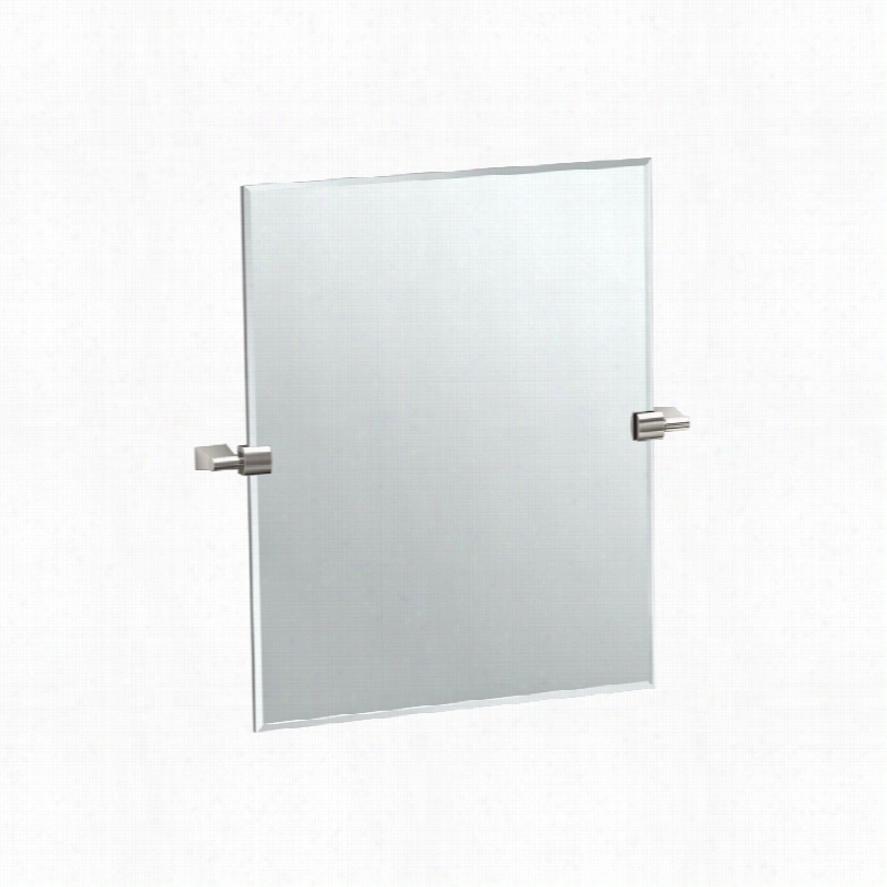 Contemporary Gtco Bleu Modern Satin Nickel Square Wall Mirror-24x24