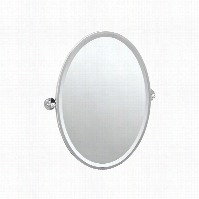 Contemporary Gatco Cafe Chrome Oval Vanity Mirror-24 1/4x27 1/2