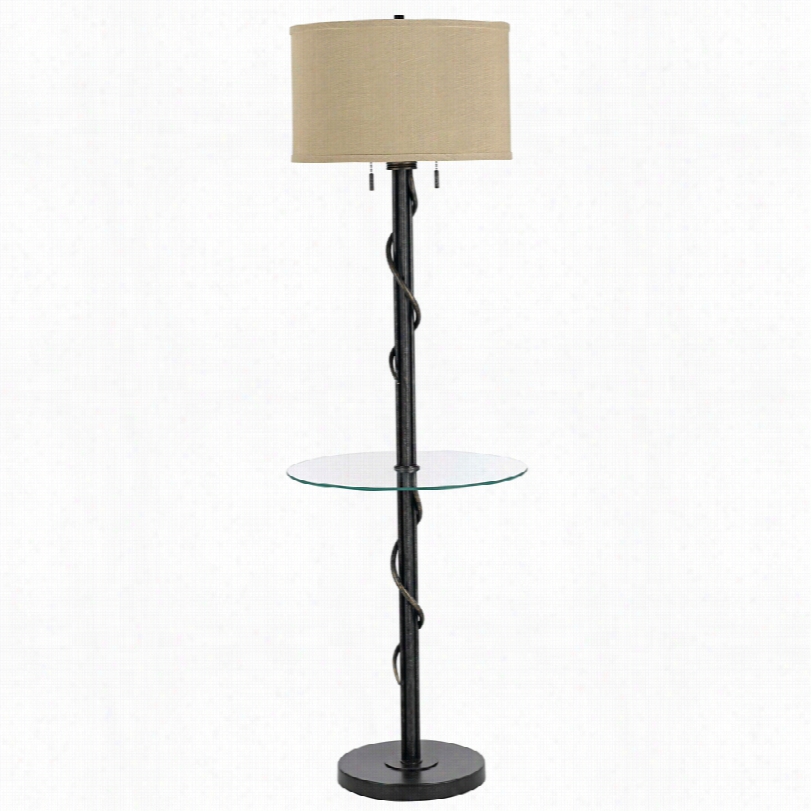 Contemporary Gitano Dark Iron Drum Sshade Floor Lamp With Close Table