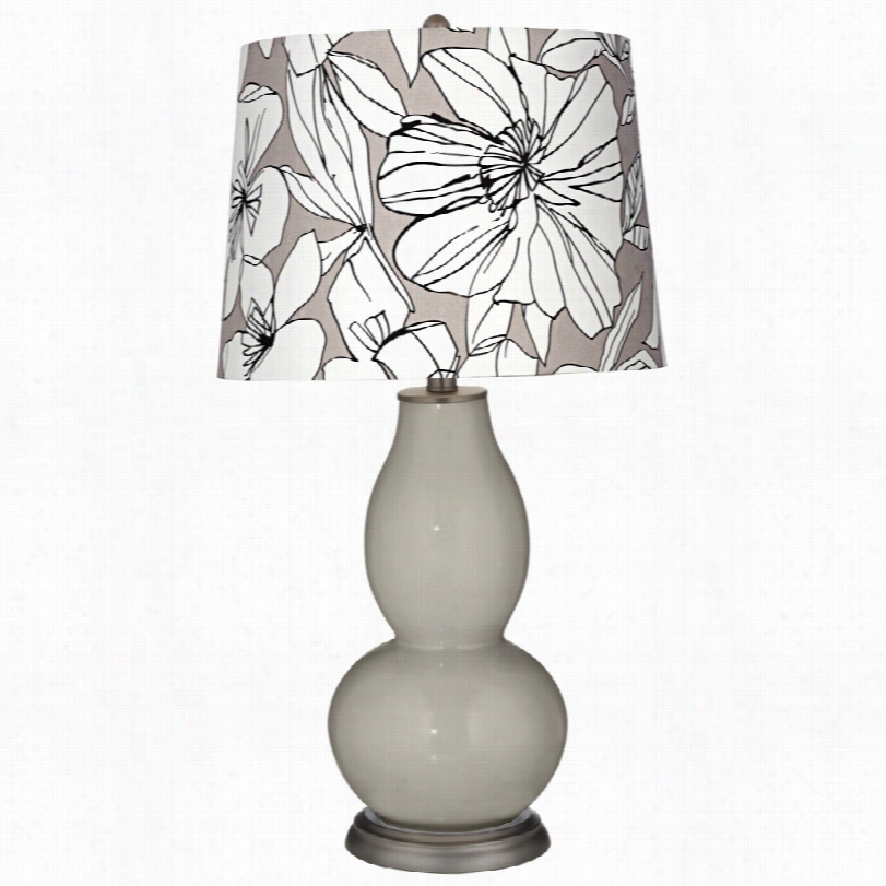 Cntemporarry Graphiic Floral Shae Requisite Gray Double Gourd Table Lamp