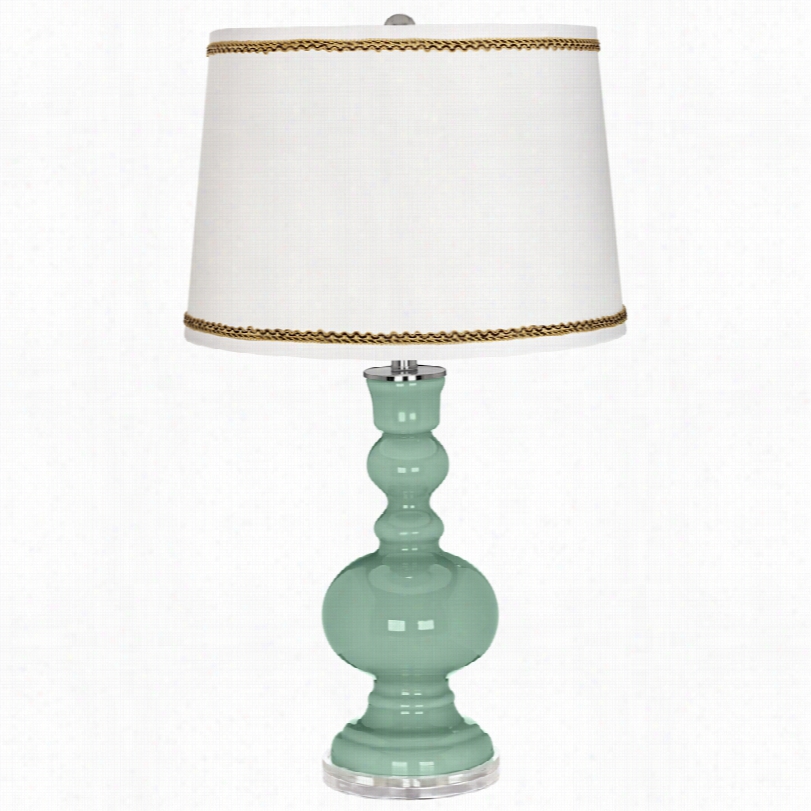 Contemporary Graged Jade Apothec Ary Table Lamp With Twist Scroll Trim