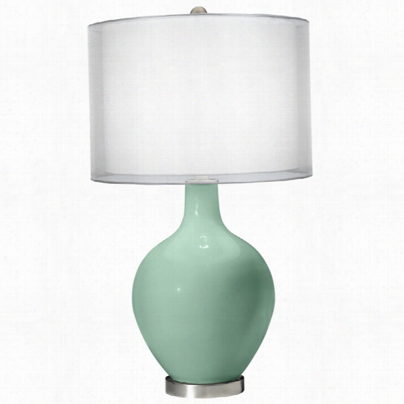 Contemporary Grayed Jaade Sheer  Silver  Ovo 28 1/2-inch-h Table Lamp