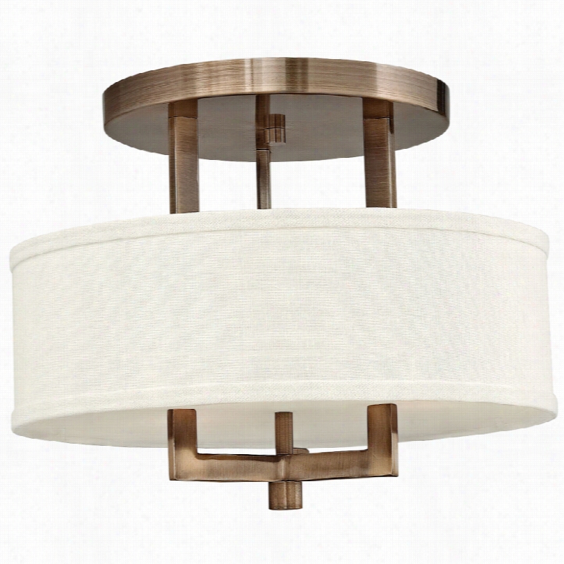 Contemporary Hinkley Hampton 15"" Wide Brushed Bronze Ceiling Light