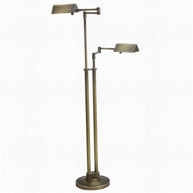 Contemporary House Of Troy Antique Brass Double Pharmacy Floor Lamp