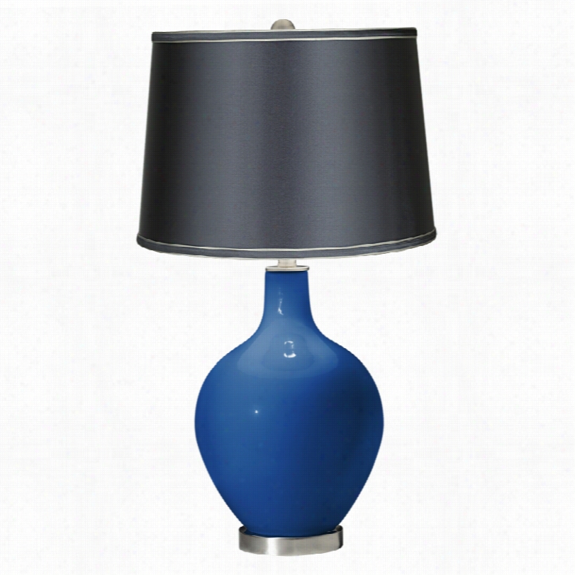 Contemporary Hyper Blue With Satin Dark Hoary Shade Color Plus Table Lamp