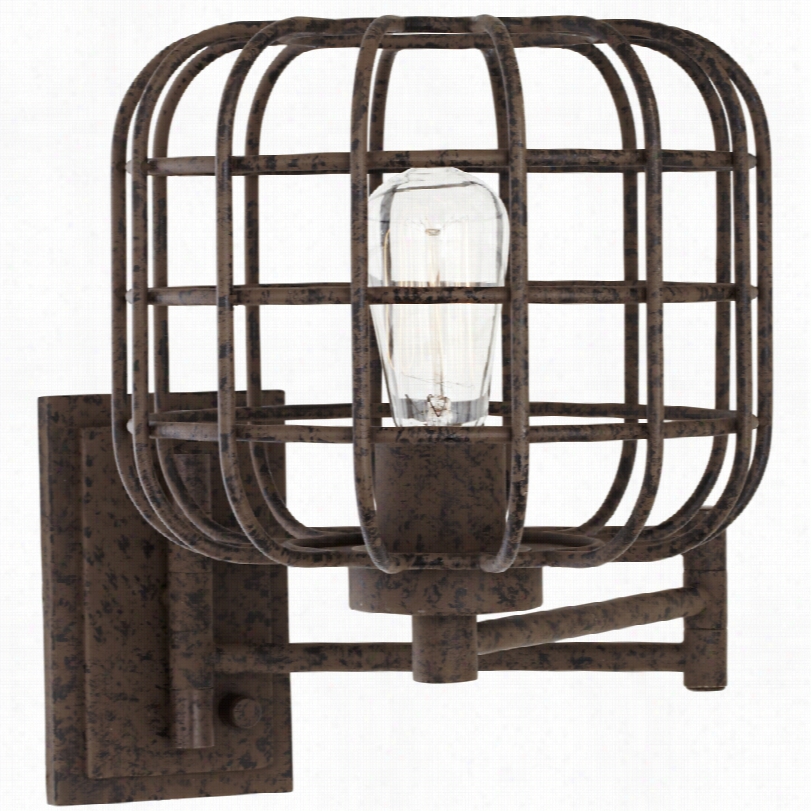 Contempor Ary Industrial Cage Rust 14-inch-h Swin G Arm Wall Sconce