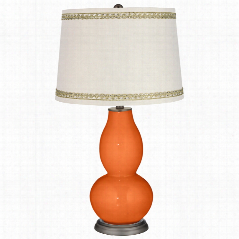 Contempoary Invigorate Double Gourd Table Lamp With Rhinestone Lace Trim