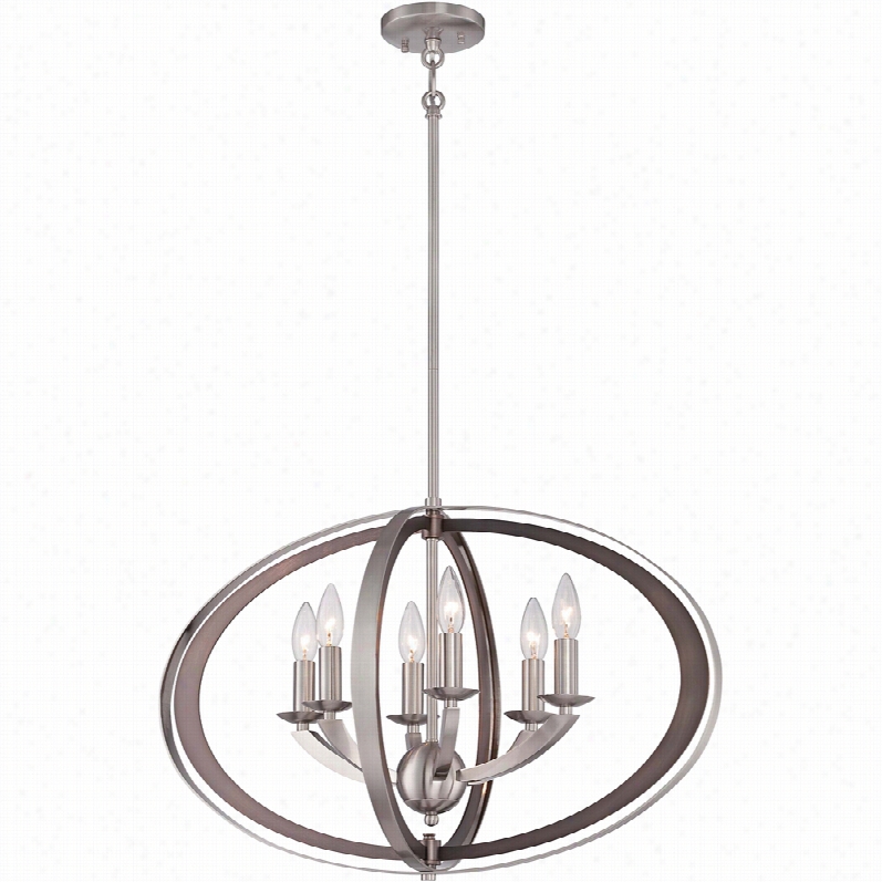 Contemporary Irlnsights 26"" Wide 6-light Brushed Nickel Chandelie R