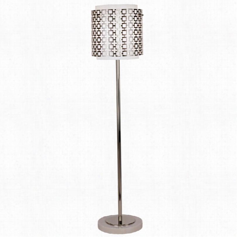 Contemporaryj Onathan Adler Parker Polished Nickel Torchiere Floor Lamp