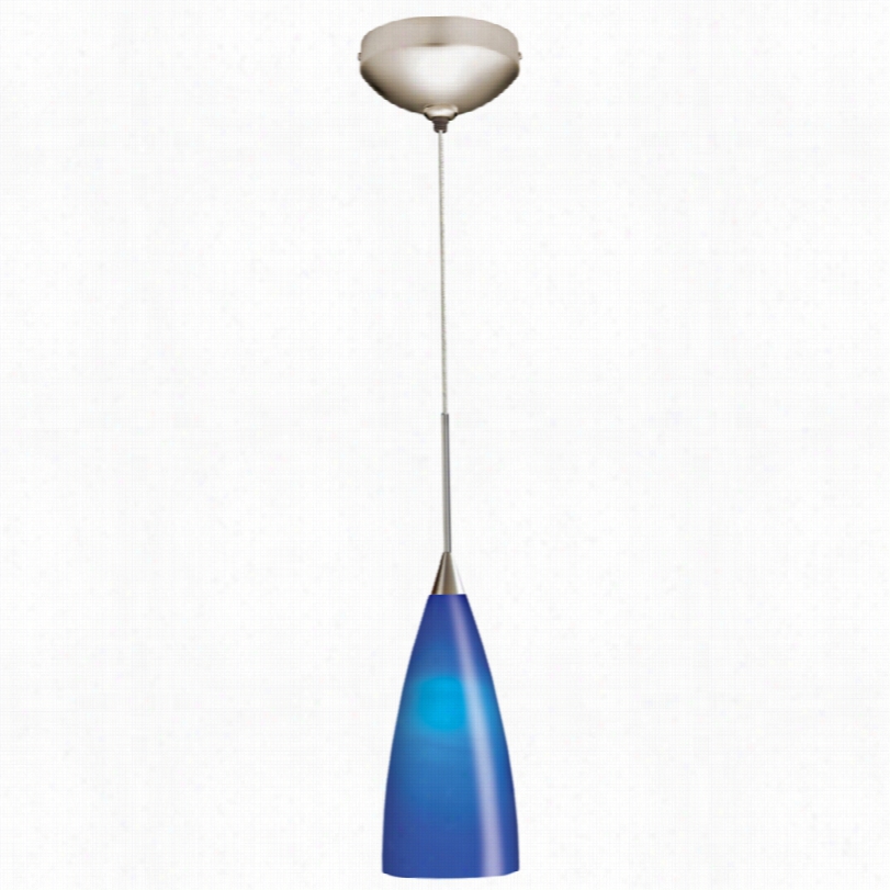 Contemporary J Uno Satin Nickel Cobalt Blue Flute Led Mini Pendant