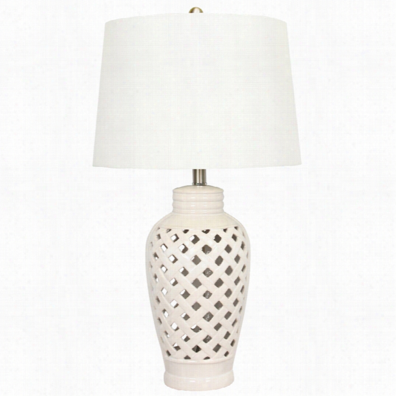 Contemporary Kathleen 26-inch-h White Lattice Ceramic Table Lamp