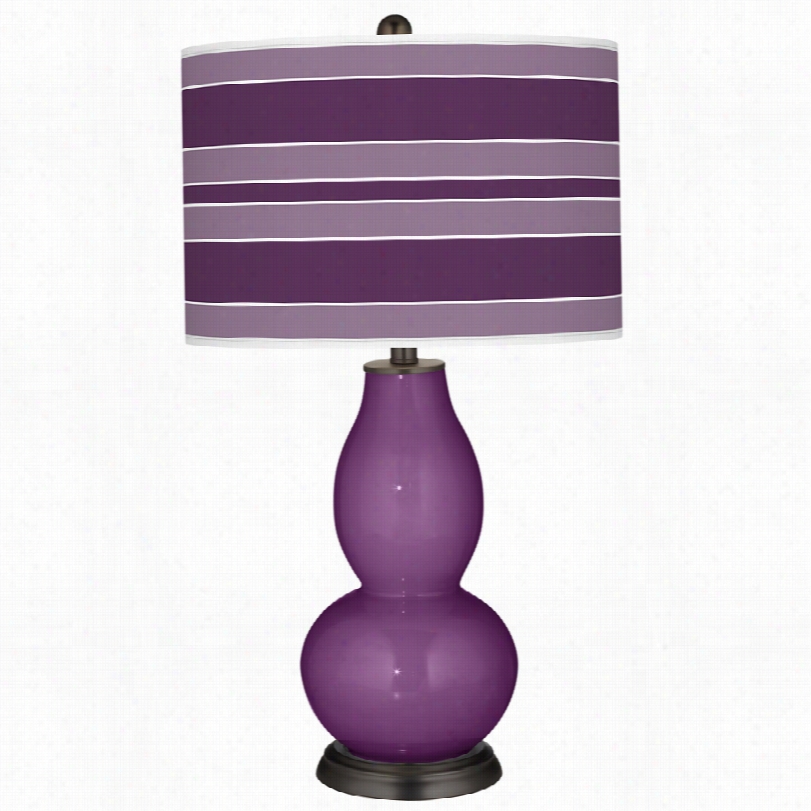 Contemporary Kimono Violet Bold Stripe Art Shade  Color Plus Table Lamp
