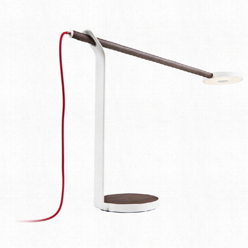 Contemporary Koncept Gravy W Alnut Iwth Matte White Led Desk Lamp