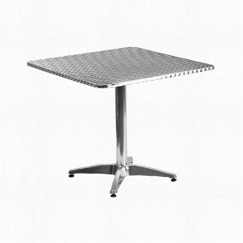 Contemporary Lane Steel Square Outdoor Pedestal Table-31 1/2-inch-w