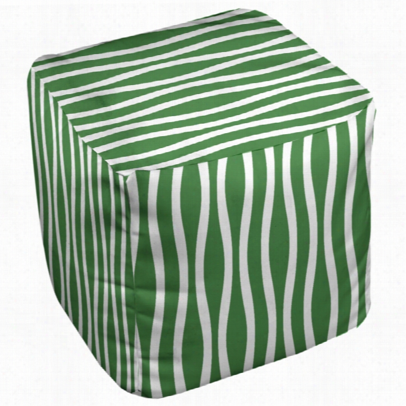 Contemporary Leaf Green Wavy St Ripe 18-inch Square Pouf Ottoman