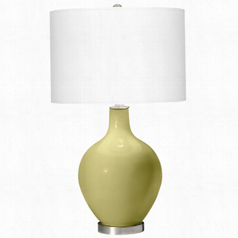 Contemporary Linden Green Glass With White Ovo Cklor Plus Table Lamp