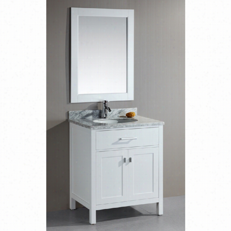 Contemporary London White Marble 3 4-inch-h Singlle Sink Vanity Set