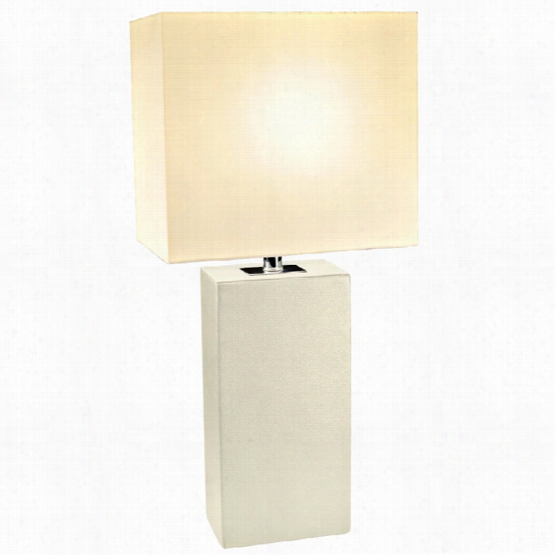 Contemporary Lowden White Learher Wrapped 21-inch-h Table Lamp