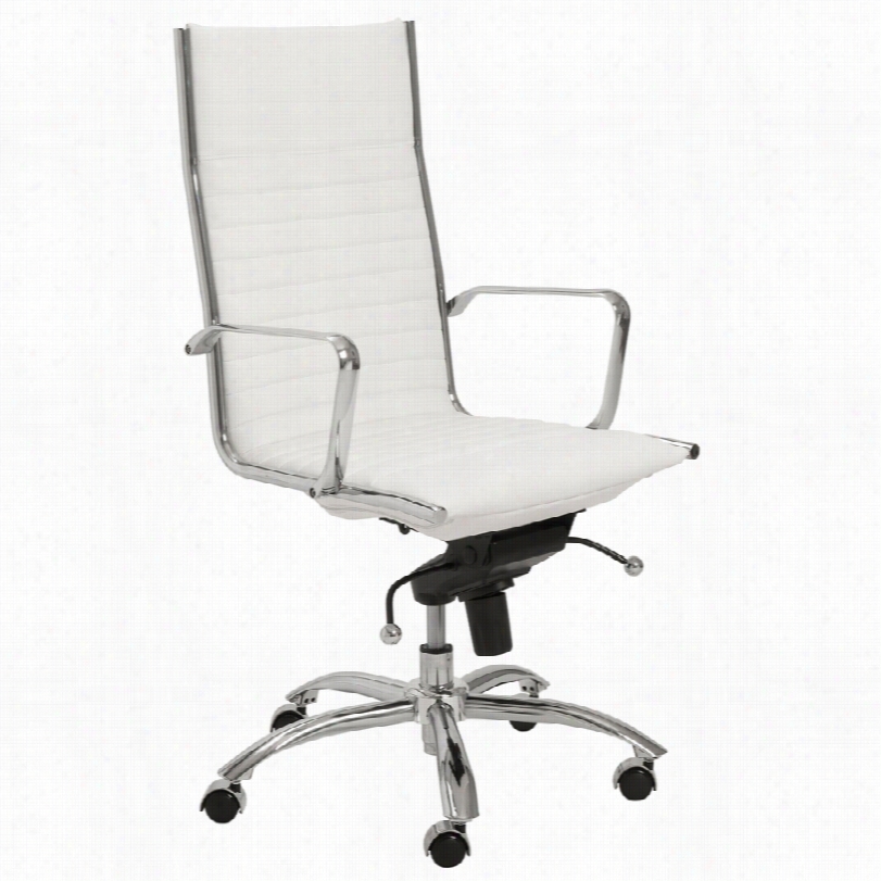 Contemporary Lugano M Odern Chrome With White High-back Office Chair