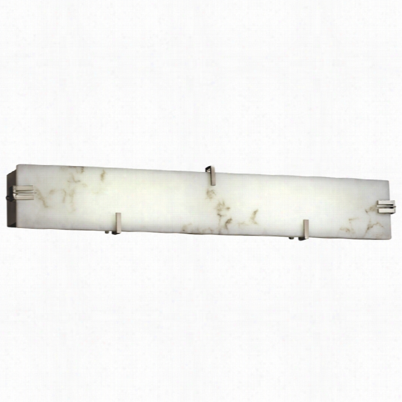 Contemporary Lumenaria 36"" Wide Led Faux Alabaster Nickel Bath Light
