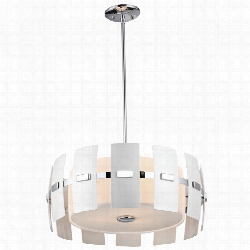 Contemporary Luna White Pearlized Metal Shade Pendant Gossamery