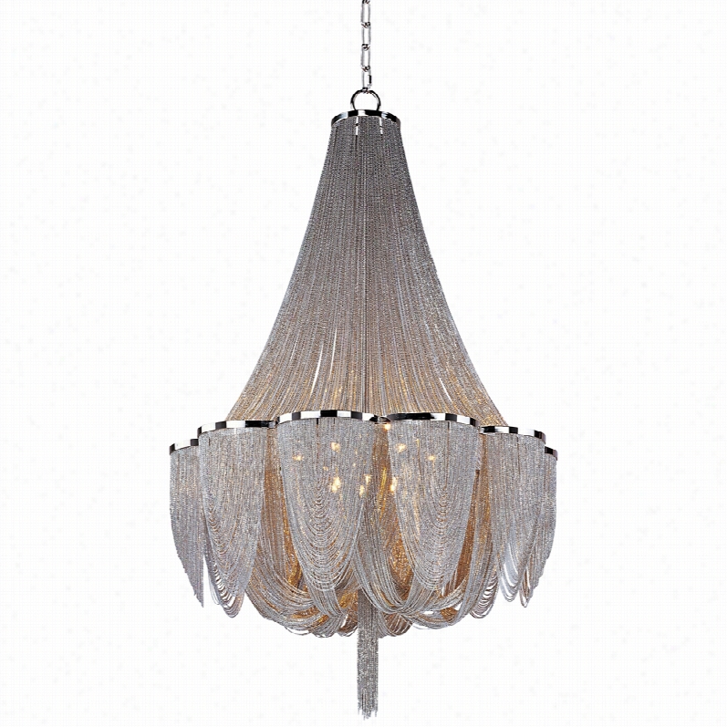 Contemporary Maxim Chantilly Polished Nickel 42-inch-w Chandelirr