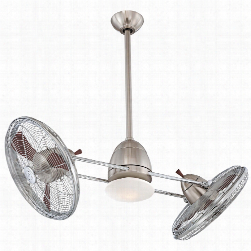 Contemporary Minka Aire Gyro Ceiling Fan - 42"" Rushed Nickel With Chrome
