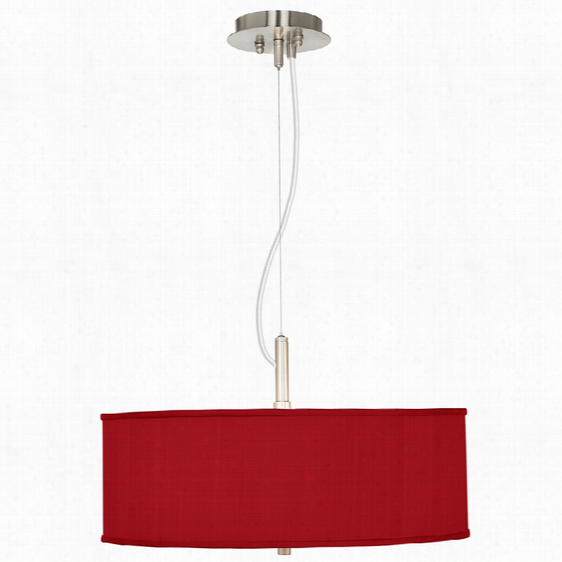 Contemporary Modern China Red Textur E Dsilk Shade Pendant Chandeiler