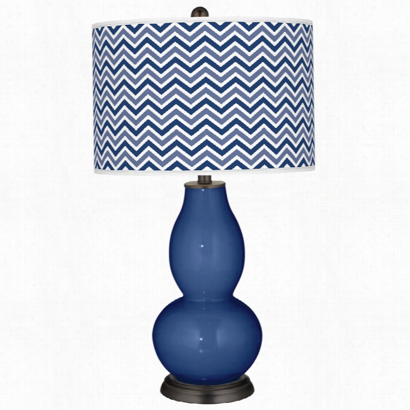 Contemporary Monaco Blue Upon Doub Le Gourd Glass Color Plus Table Lamp