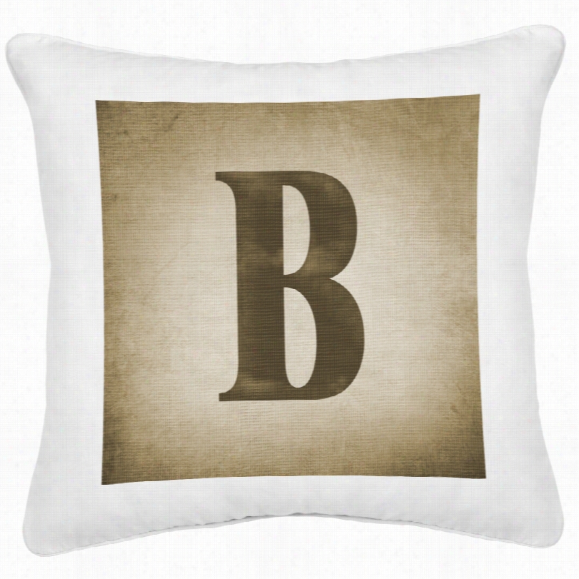 Clntemporar Monogram B White Canvas Decorative Pillow