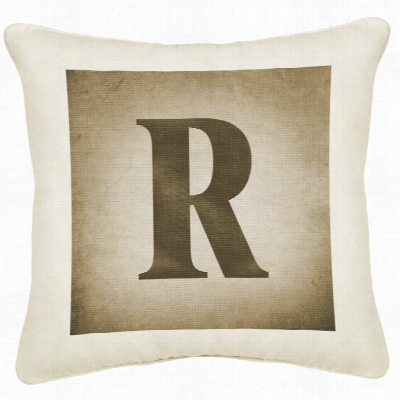 Contemporary Monogra Mr 18-inch  Cream Canvas Pillow