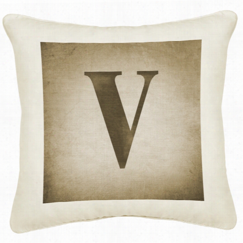 Contemporary Monogram V Cream Canvas Pillow