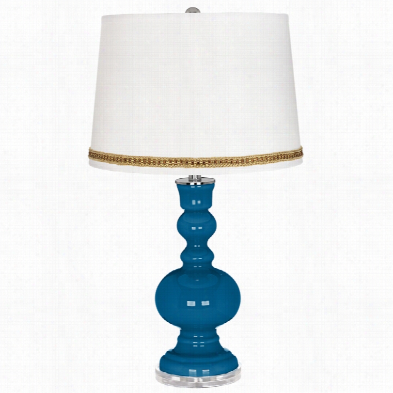 Contempprary Mykonos Blue Apothecary 30-inch-h Table Lamp With Braid Trim