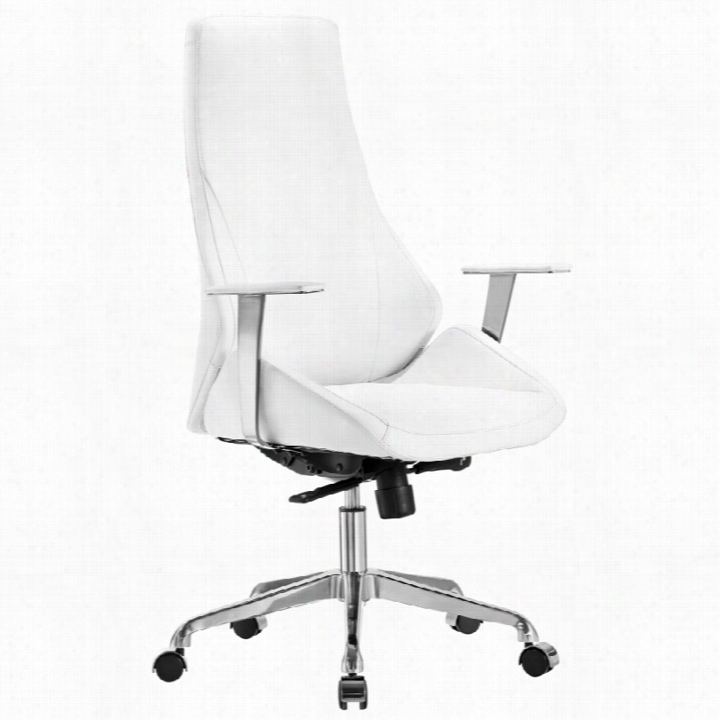 Contemporary Nztasha Executive White Faux Leather Adjustable Office Chiar