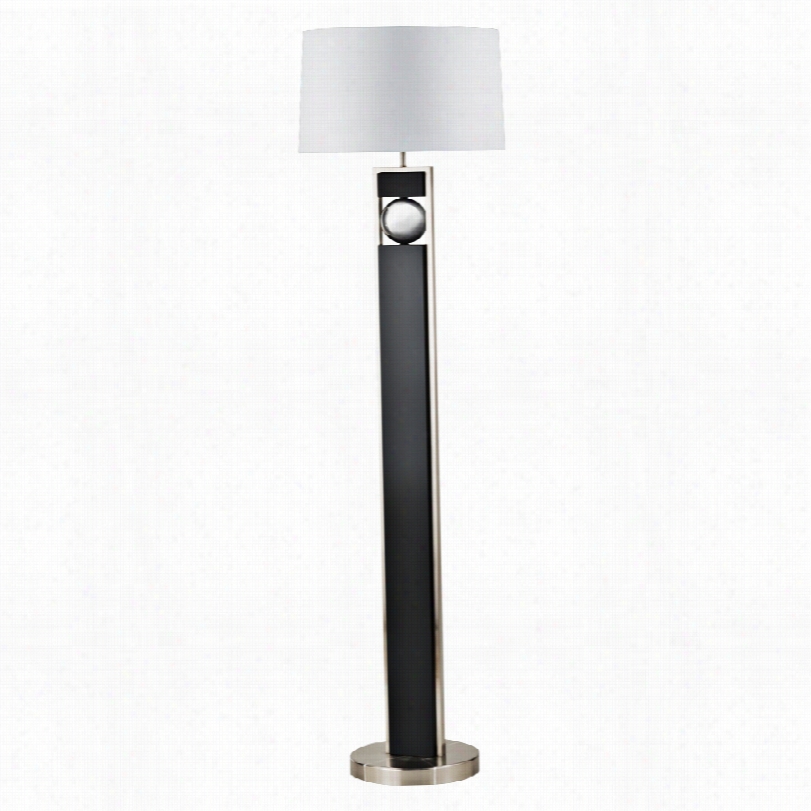 Contemporary Noca Frame Brushed Nickel And Dark Brown Modern Floor Lamp