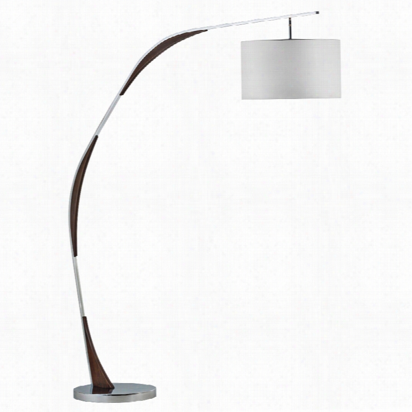 Contemporary Nova Serpentine Chrome And Pecan Modern Arc Floor Lamp