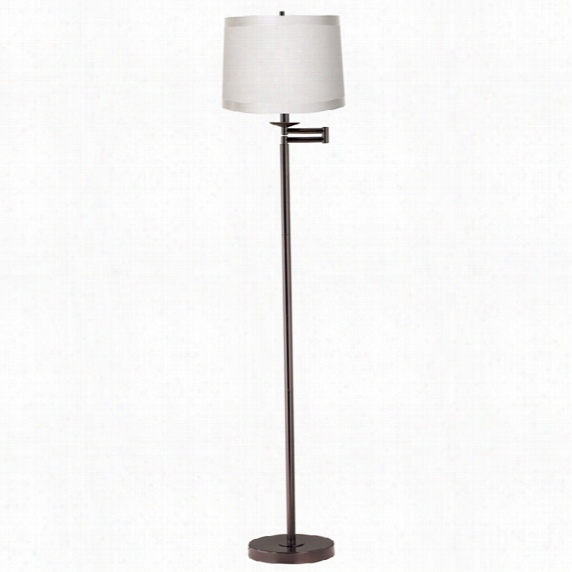Contemporary Off-wwhite Drum Bronze Swing Arm 60  1/2-inch-h Floor Lamp