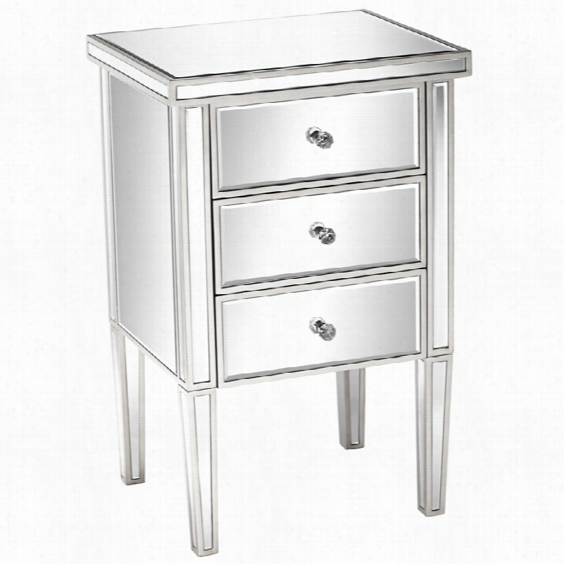 Contemporary Olivia Antique Silver Modern Mirrored 3-drawer Accent Index