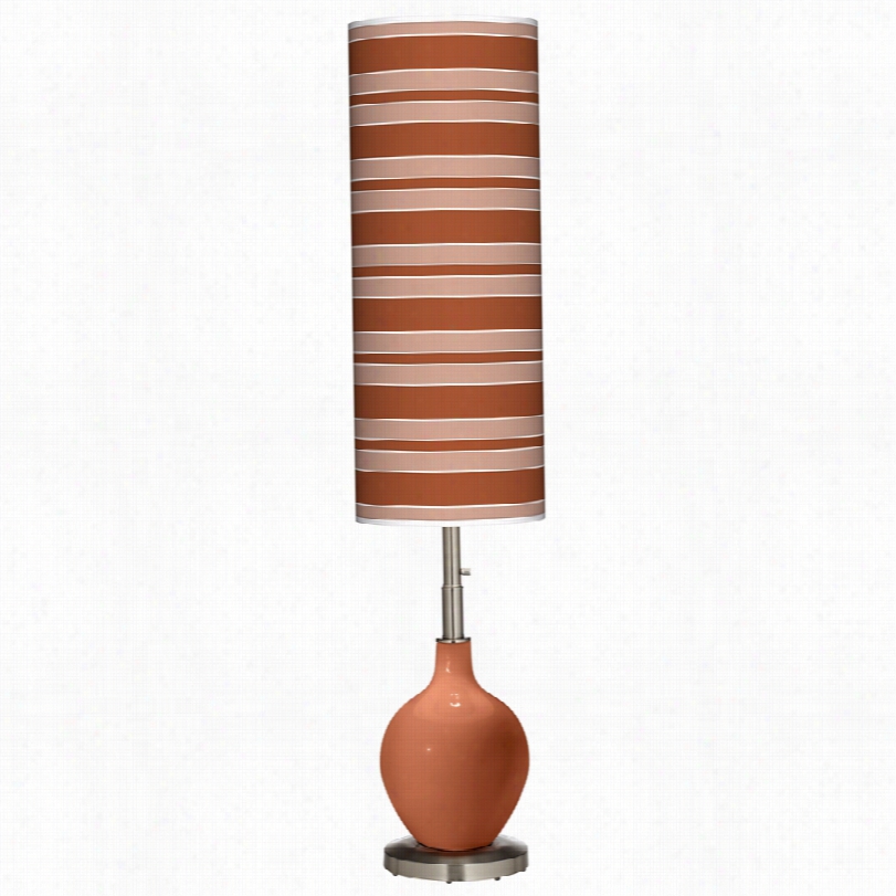 Contemporary Ovo Fawn Brown Glass With Brushed Steel Recent Overthrow Lamp