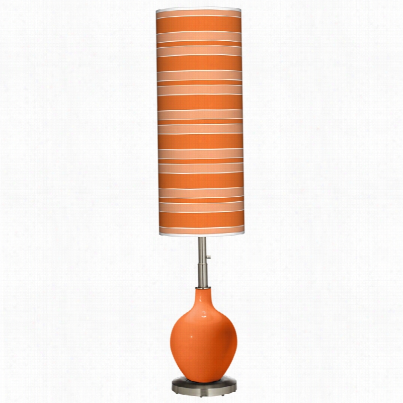 Contempory Ovo Invigorate Orange Bold Stripe Redness Plus Floor Lamp