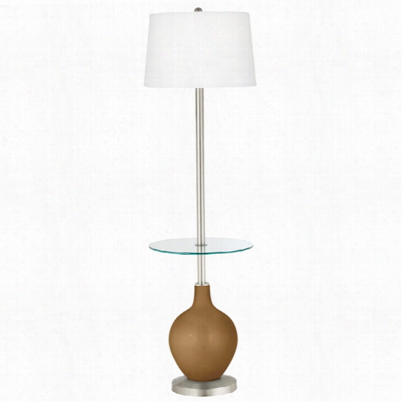 Contemporary Ovo Light Bronze Mettallic Tray Table Floor Lamp