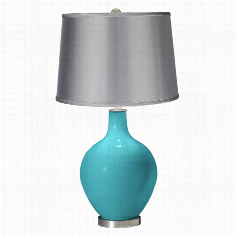 Contekporary Ovo Surfer Blue With Satin Light Gray Coor Plus Table Lamp