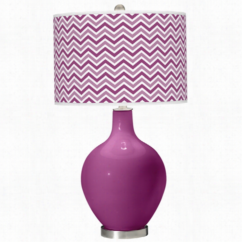 Contemporary Ovo Verve Violet Narrow Zig Zag Color Plus Table Lamp