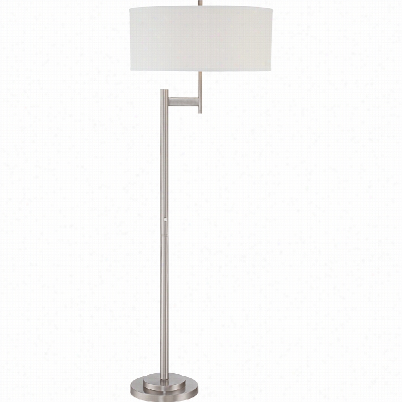 Contemporary Parker Ii Brush Nickel Metal Possini Euro Floor Lamp