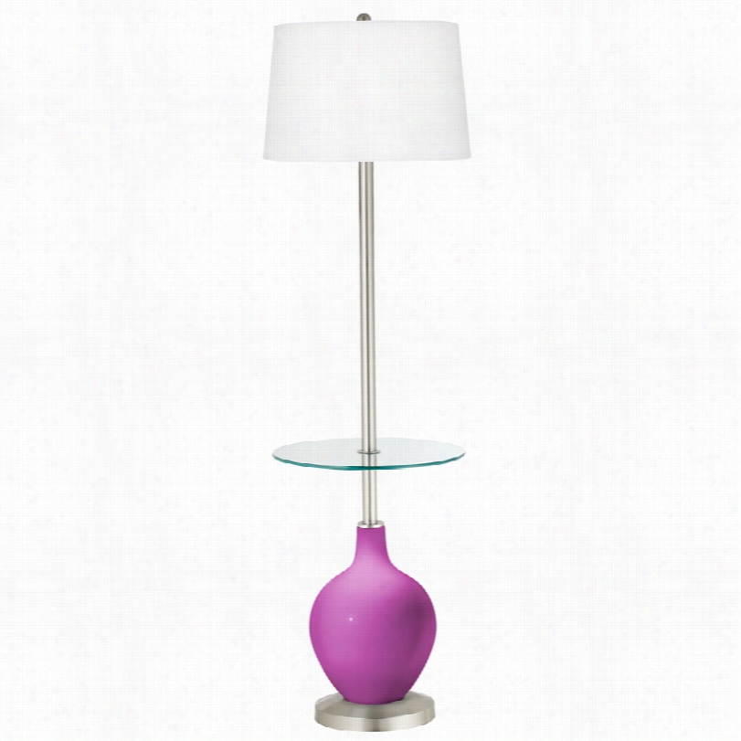 Contemporary Peony Purple Tray Table 59-inch-h Ovo Floor Lamp