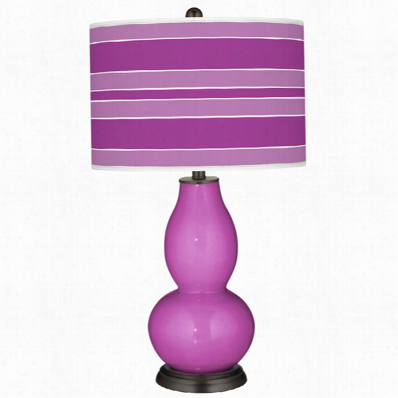 Contemporary Peony Purple With Double Gourd Glass Color Plus Table Lamp