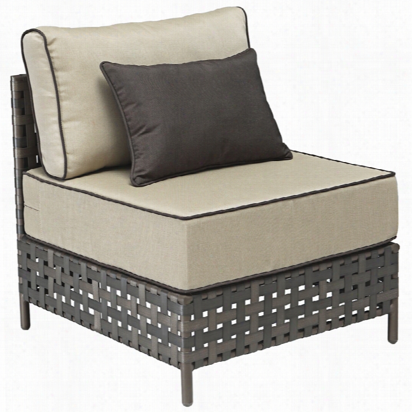 Contemporary Pinery Weathered Weave Zuo Outdoor Sectional Middle Chair