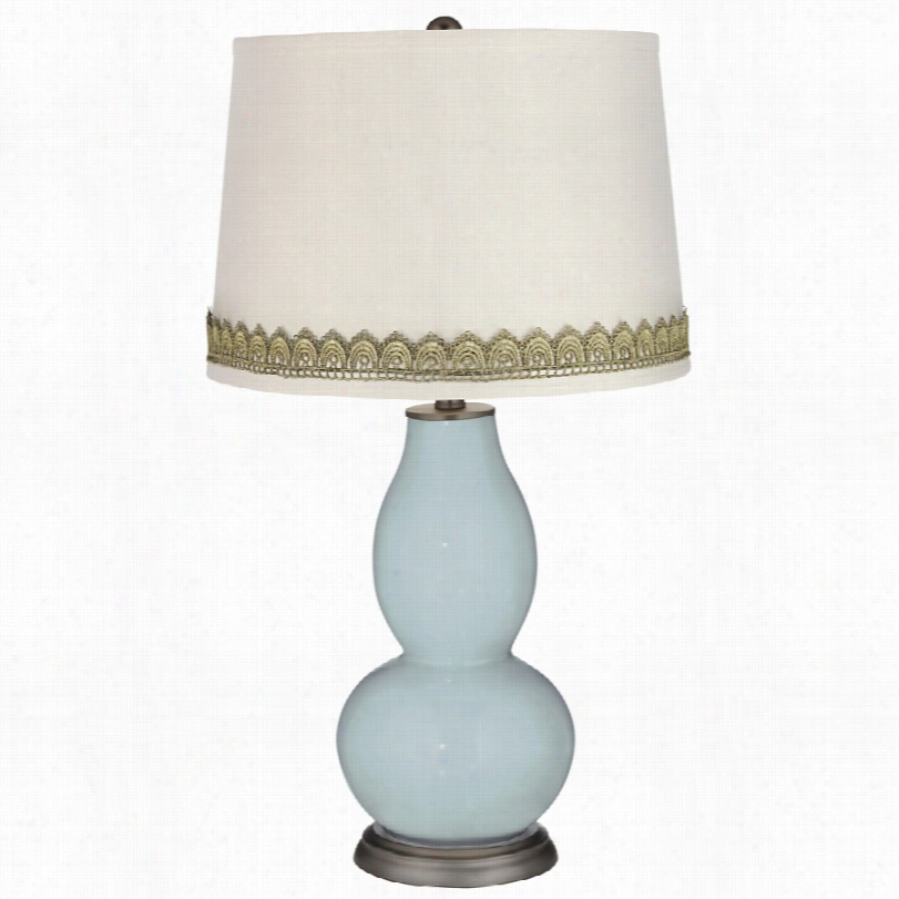 Contemporary Rain Double Ogurd Table Lamp Iwth Scallop Lace Trim